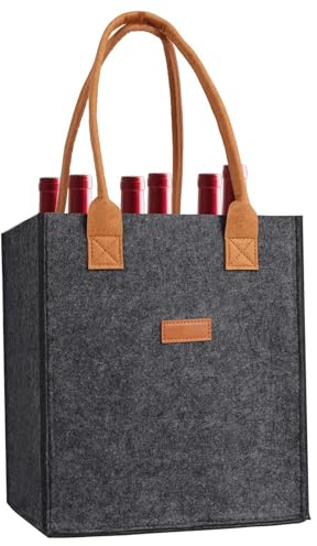 Besreey Männerhandtasche Aus Filz Mit 6 Fächern, Männerhandtasche Bier, Tragbar Weinträger Bierflaschenträger Getränketasche Bottlebag Für Flaschen Für Picknick, Party, Reisen, Camping