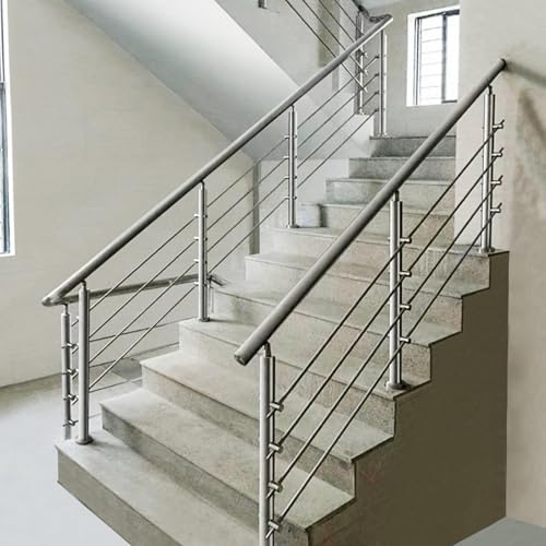 ZAQYCM Escalier Garde Corps Kit De Balustrade D’escalier en Acier Inoxydable, Mains Courantes Réglables pour Escaliers/Marches Extérieurs, Garde-Corps De Sécurité Au Sol pour Terrasse(L 200cm)