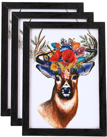 hurifeng Bilderrahmen Schwarz – 3er-Set Holzoptik Rahmen für A3 und A4 Formate, zum Aufhängen oder Aufstellen, ideal für Fotos, Poster, Zertifikate (Schwarz, A3)
