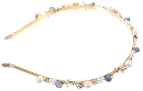 PLAFOPE Perlenstirnband mit Seestern Motiv Eleganter Haarschmuck für Damen und Mädchen Strandhochzeit Meerjungfrauenkrone Leichter Kopfschmuck für Fotoshootings