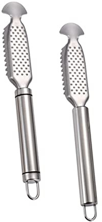Toyvian 2 piezas Escamador de Pescado de Acero Inoxidable con Mango Ergonómico Antideslizante Herramienta Resistente para Quitar Escamas Rápido y Seguro Cocina y Profesional