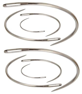 2 st böjda lädernålar, 4-delat set, silver, slitstark för vävning och hantverk, skarpa sömmar