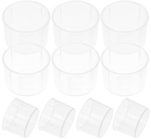 NUOBESTY Vasos Medidores de Laboratorio de 15 Ml Vasos de Precipitados Transparentes de Plástico PP Juego de 10 Unidades para Medir Líquidos Medicamentos y Pintura Reutilizable