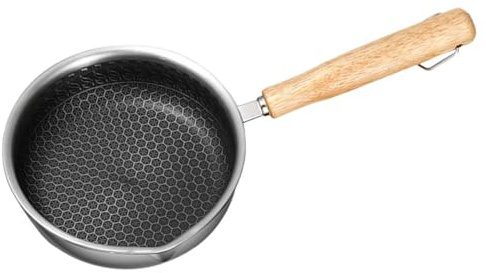 SEWACC Padella in Acciaio Inox Antiaderente con Nido d Ape Padella da Cucina con Manico Ergonomico in Legno Adatta Piani Cottura Gas Elettrici e Induzione Leggera e Facile da Pulire