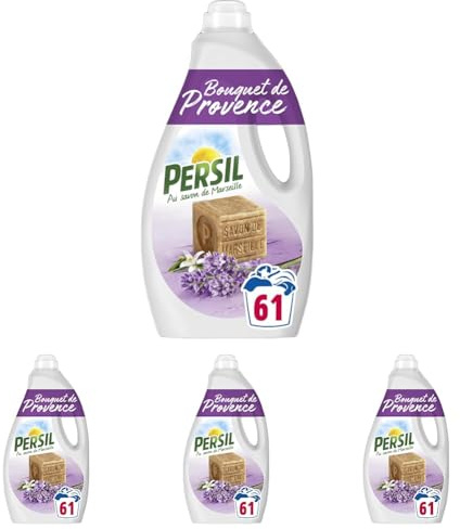 Persil - Lessive Liquide Bouquet de Provence – Parfum au extraits naturels de lavande & au Savon de Marseille - 61 lavages - Encore Plus Efficace Même à Froid - Testée Dermatologiquement (Lot de 4)