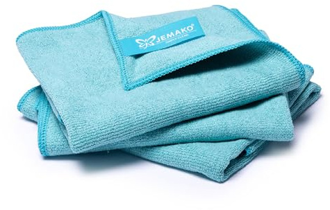 Jemako Profituch Plus S, 3er Pack, Mikrofaser Reinigungstücher, Polyester-Mischung, 45x40 cm, Rechteckig, Waffelmuster, für Haushalt, Fenster & Auto (Türkis)