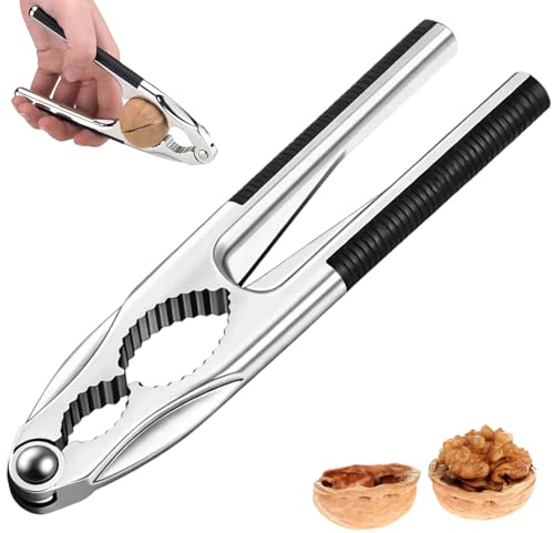Ebksqs Nussknacker aus Edelstahl – Walnussknacker mit rutschfestem Griff, für Haselnüsse, Macadamias UVM., Multifunktional & robust