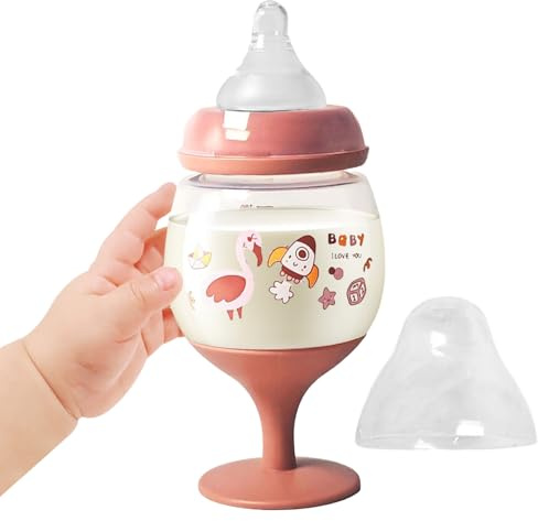 Genérico Copa Con Base 180ml Infantil - Biberón Leche Y Vaso Agua | Botella Antiderrame Pequeña Edad Para Zumo Bebida Uva | Diseño Resistente Caídas | PC Silicona Líquida | 0+ Meses | 95g