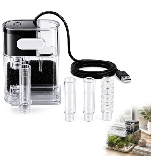 Ultra-schlanker und leiser Aquarium HOB Außenfilter – Wahl für Nano- und Pico-Aquarien bis 20L, mit einstellbarem Wasserfluss für optimale Filtration, automatischer Neustart, 160 LPH Leistung, 3W