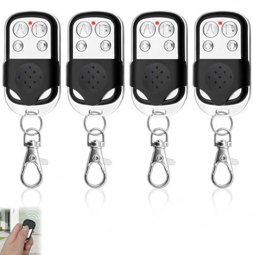 4PCS 433.92 MHz Universal Garage Door Remote Control, Wireless Automatic Gate Remote Control with Slide Cover, 4 Button Copy Remotes Compatible with Garage Door Roller Shutter Car Security System ABCD