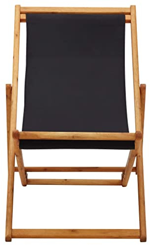 VIHHQGC Klappbarer Strandstuhl aus Holz mit Holzgestell und Stoff für Garten Terrasse und Balkon als Verstellbarer Klappstuhl