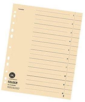 FALKEN 100x Trennblätter aus Recycling-Karton für DIN A4 hellchamois | Made in Germany Trennlaschen Trennstreifen Ordner Register Kalender Blauer Engel