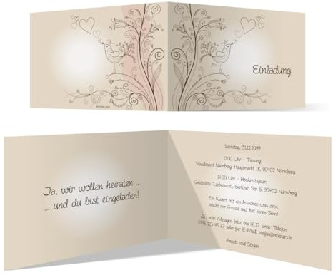 Individuelle Hochzeitseinladung (ab 10-100 Stück selbst gestalten) Liebesbaum Klappkarten Einladung zur Hochzeit DIN A6 Einladungskarte