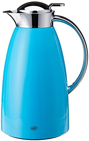 alfi Gusto Glass Vacuum Lacquered Metal Thermal Carafe for Hot and Cold Beverages, 1.0 L, Aquamarine