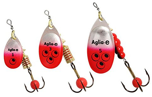 Mepps Aglia-e Cucharilla de pesca, plata y rojo