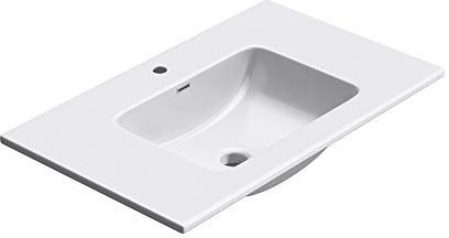 doporro Waschbecken mineralguss Einbauwaschbecken mineralguss 80x48x14 cm weiß Einbauwaschtisch mit Überlauf Waschtisch Handwaschbecken Col02