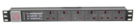 IONZ 6-Way Horizontal 13A Switched 19-Inch Standardised Power Distribution Unit (Surge Protected with 3 LED)