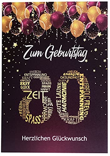 Libetui Cards Geburtstagskarte 80 Lila Gold – Karte A5 mit Umschlag | Elegante Glückwunschkarte zum 80. Geburtstag – Geschenkkarte 80 Jahre für Oma, Mama, Freundin, Made in Germany
