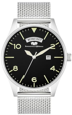 Rhodenwald & Söhne Herren Uhr analog Japan Quarzwerk mit Edelstahl Silber Armband 10010318