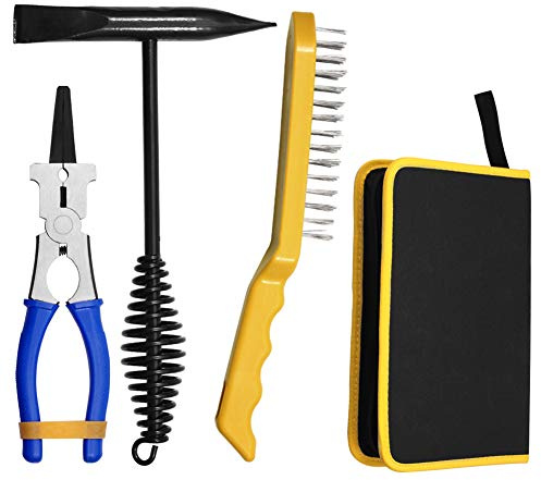 SPEEDWOX 4PCS Multi Function Mig Welding Pliers Set Chipping Hammer 6 Row Wire Scratch Brush Storage Pouch Professional Welding Tools