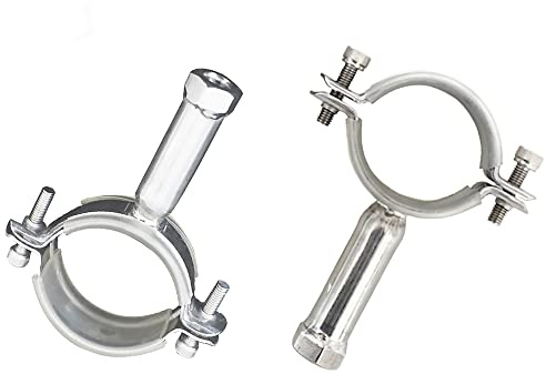 SagaSave 2 Stück Edelstahl-Rohrhalterung, verstellbare Rohrhalterung Klemme Rohrbänder mit Schrauben für Dia 38-40mm Rohr, Silber