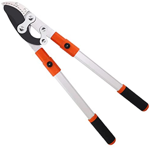 Teleskop Astschere Ausziehbar, Baumschere Zum Schneiden, Bypass-Getriebeastschere Für Frisches Holz, 695-1060 Mm Verstellbarer Gartenschere, SK5-Stahl Klingen Antihaftbeschichtet,Orange