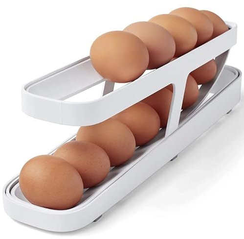 Eierspender, Automatisches Rollen, Eierhalter Organizer für Kühlschrank, Eierregal für die Küche, Eierablage, Aufbewahrung von bis zu 14 Eiern