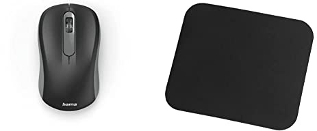 Hama kabellose Maus für Links- und Rechtshänder anthrazit/schwarz & LogiLink ID0096 - Mauspad 220 x 250 x 3 mm für alle Maustypen mit stark haftender Unterseite für optimalen Halt, Farbe: Schwarz