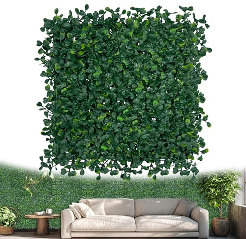 ODTORY Artificial Grass Wall Panel Backdrop,10 X 10 in 6P(4.2 sqft) UV-Anti Greenery Boxwood Panels for Indoor Outdoor Green Wall Decor & Ivy Fence Covering Privacy