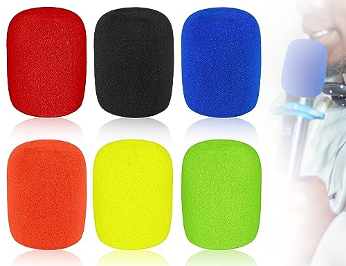 KAPSING 6 Stück mikrofon windschutz popschutz mikrofon, Mikrofonabdeckungen Schaumstoff, Universelle Mikrofonabdeckung Bunt, Mikrofon Schutzhülle für KTV Bühnenperformance