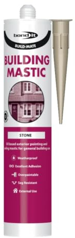 Bond It Building Mastic Silicone Sealant Build-Mate Exterior Pointing EU3 310ml General Purpose Interior Door Window Sealing Tube (Stone)