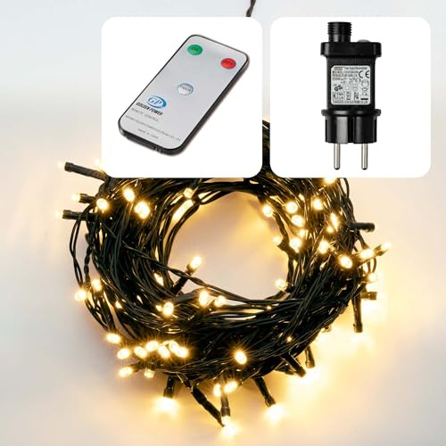 hellum LED Lichterkette Außen oder Innen, Fernbedienung mit Timer, Warmweiß, Lichterkette strombetrieben mit 240 LED, Weihnachtsbaumbeleuchtung mit Kabel in Grün <59 lm 151244