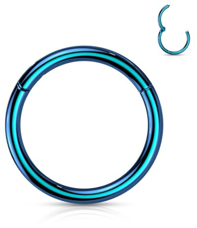 Stachelkleid Nasenpiercing Ring Clicker aus Titan – Septum Piercing Helix Conch Tragus Nostril – Nasenring Segmentring Scharnier – Viele Größen – Gold, Silber und weitere Farben