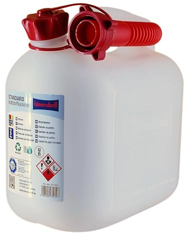 Benzinkanister hünersdorff 5 Liter transparent! Mit UN-Zulassung und PREMIUM-Ausgiesser!