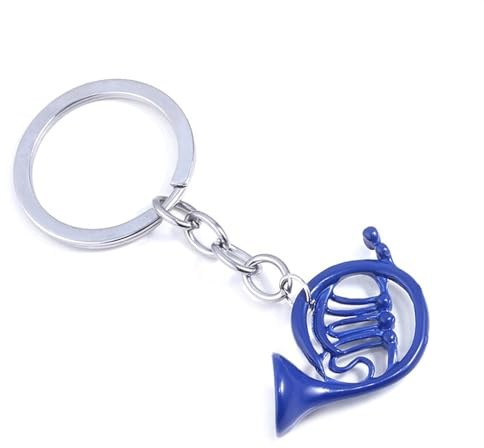 Musik Hängeornament Blaue Zinklegierung, Waldhorn-Musikinstrument, Schlüsselanhänger, Musikliebhaber, Rucksack-Anhänger, Zubehör