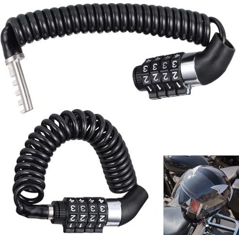 Hejo 2 Stück Helmschloss, Mini Fahrradschloss Leicht, Kabelschloss mit Zahlencode aus PVC ＆ Zinklegierung für Fahrradhelm ＆ Motorradhelm (150cm × 0,46cm)