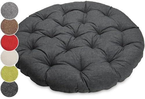 HOUSN Weiß,90 * 90cm, Polster für Papasansessel, rund Durchmesser 120 cm Dicke 15cm | UV - beständig wasserdicht Outdoor/Indoor | Bodenkissen Kissen für Gartenmöbel | Sitzauflage Auflage für Papasan