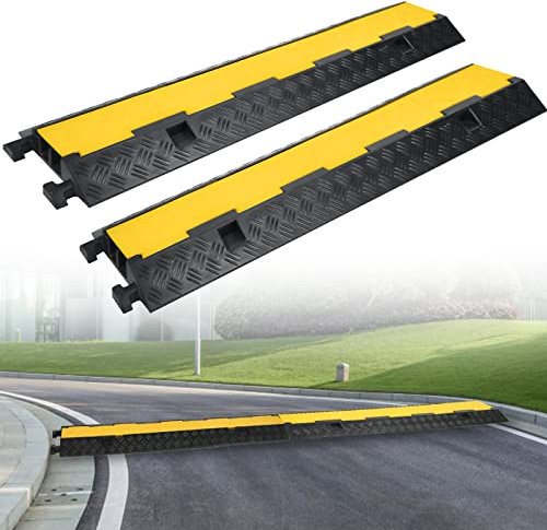 FIVMEN Lot de 2 goulottes de câbles en caoutchouc - 100 x 24 x 5 cm - Protection contre les surcharges pour câbles avec design modulaire - Pour l'extérieur, le bureau, l'atelier, l'entrepôt