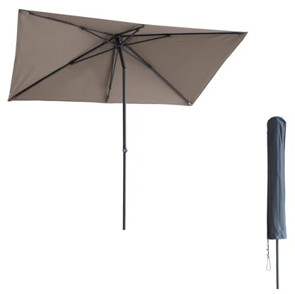 KOPU® Leon Sonnenschirm Rechteck 150x250cm mit Hülle - Balkonschirm Taupe