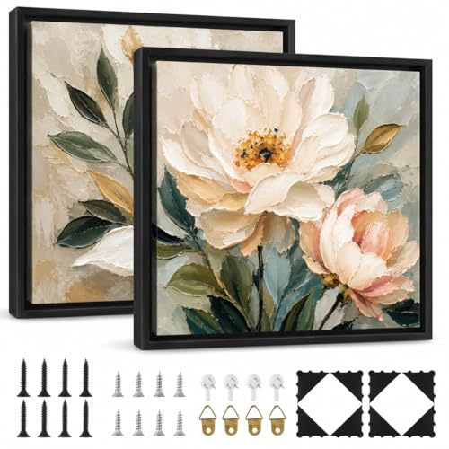 LDXDRU 2 Pack Canvas Frames, 12x12 Canvas Frame, Floater Frames for Canvas Paintings 0.9 Inch Deep, Vertical or Horizontal Wall Art Oil Paint Living Room Home Office Gallery Decor (Black)