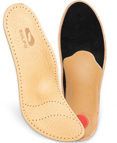 SULPO Orthopädische Einlegesohlen - Comfort Schuheinlagen aus echtem Leder mit Fußgewölbe Unterstützung bei Plattfuß und Mittelfuß Beschwerden - Einlagen Schuhe Damen und Herren 1 Paar (Beige, 40)