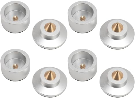 Speaker Isolation Feet, Aluminum Alloy Shock Absorber Vibration Speaker Stand Feet Pad, HIFI Audio Equipment Accessories for CD, DVD Player, Speaker, Audio, Etc (Silver)