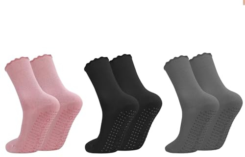 Utensilsto 3 Paar Stoppersocken Damen Antirutsch Yoga Socken Rutschsocken 36-41 Pilates Socken Damen Griffsocken für Frauen Mädchen Yoga Zuhause Dance Workout