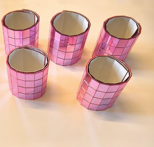 600 cuadrados de espejo rosa autoadhesivos mini de 10 x 10 mm, rollo de espejo de cristal real, hoja de calcomanías decorativas para espejo, accesorios de bricolaje, azulejos de mosaico