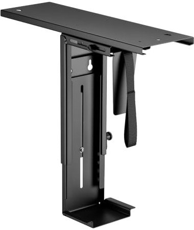Wiltec Supporto PC fisso Porta case sotto scrivania, max 10 kg, girevole a 360° con guida scorrevole