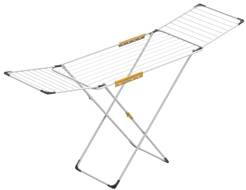 Rörets Wäscheständer Level White | 20m Trockenlänge & Verriegelbare Flügel, 52x176x96 cm, Wäschentrocken mit Qualität von Schwedens führender Wächeständermarke
