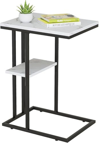 Sidobord C form, soffa sidobord, soffbord litet bord, soffa bord sidobord säng, sidobord soffa, soffbord litet laptopbord, soffbord, träighet, vit marmor
