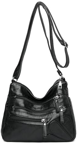 CMZYBBD Handtasche Damen Weiche Leder -umhängetasche Von Frauen - Große Kapazität Crossbody -Tasche Für Pendeln, Arbeit Und Einkaufen-schwarz