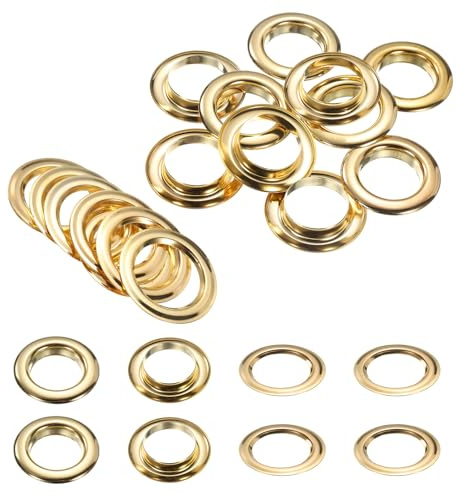 QUARKZMAN 10Jeu Oeillets 25mm 1 Pouce Kit Oeillets Laiton Avec Rondelles Pour Tissu Rideau Bâche Ceinture Cuir Chaussure Sac DIY, Or