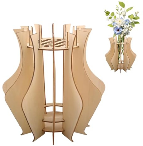 LUMOOM Jarrón de madera para flores, jarrón de ramo de flores, florero de madera para ramo, jarrón de madera para rosas, tulipanes, girasoles, flores de cerezo (B)